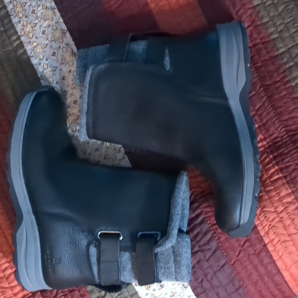 WOOLRICH* genuine leather size 8 velcro closure rubber sole wool lined boots - Picture 4 of 17